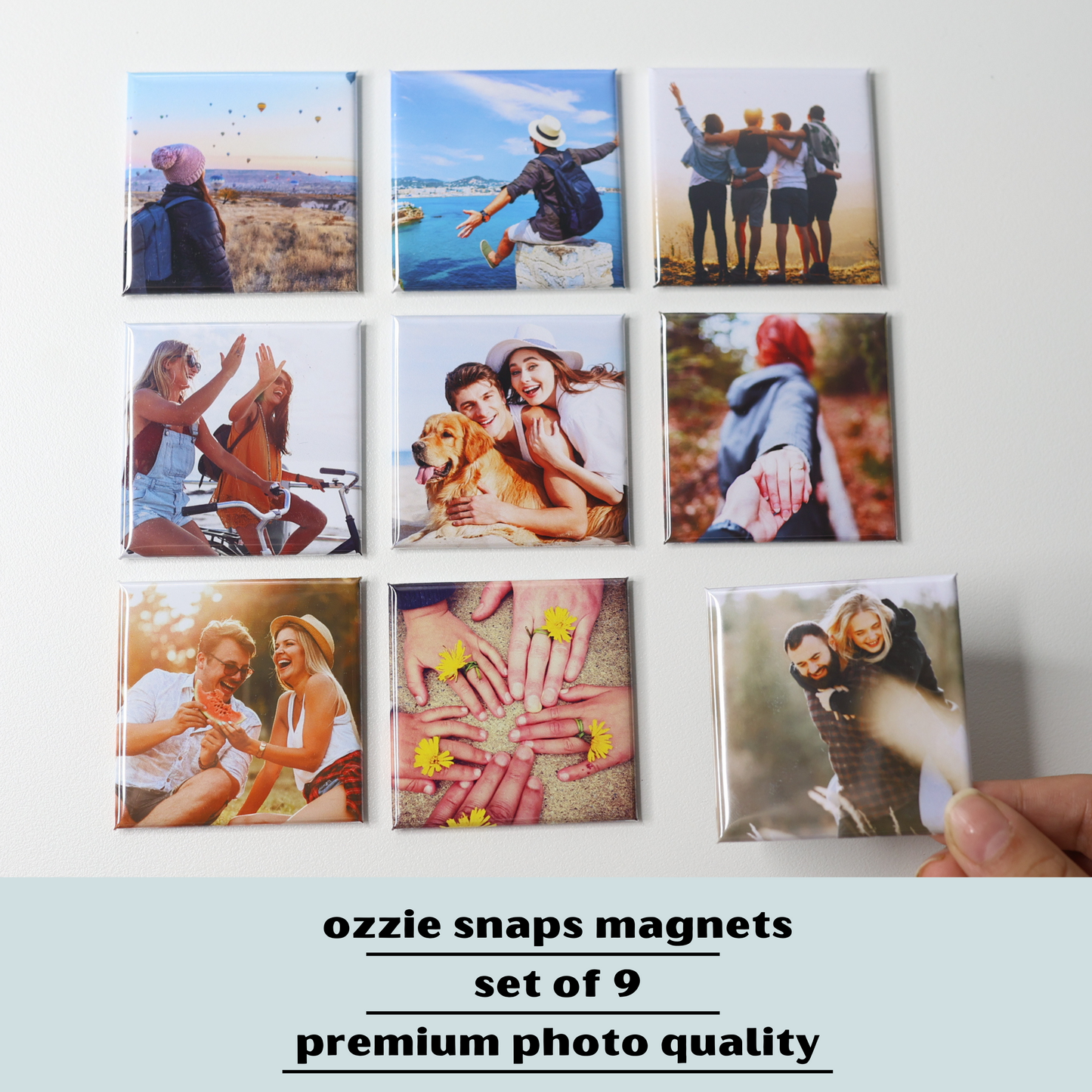 Custom Photo Magnet Set – 9 Square 2inch Magnets | Premium Handmade Gift for Fridge & Memories