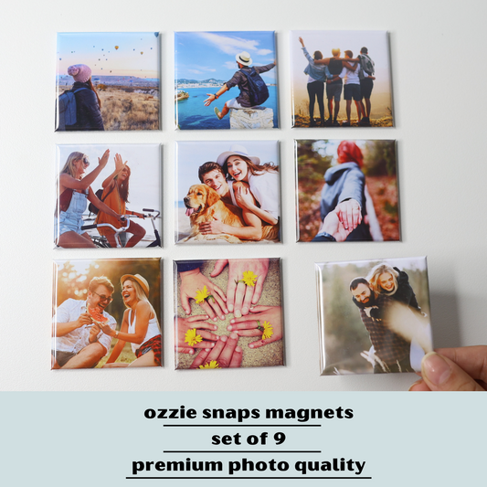 Custom Photo Magnet Set – 9 Square 2inch Magnets | Premium Handmade Gift for Fridge & Memories