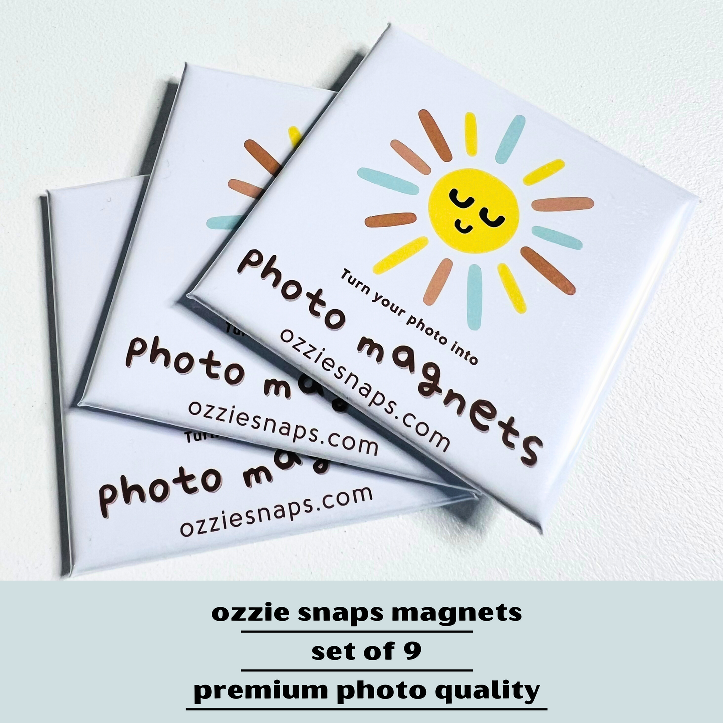 Custom Photo Magnet Set – 9 Square 2inch Magnets | Premium Handmade Gift for Fridge & Memories